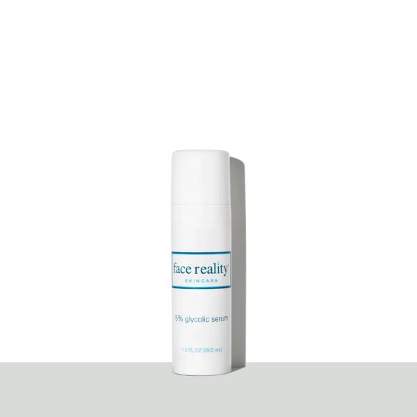 5% glycolic serum is from the face reality brand in modern white packaging with 30ml for all skin types