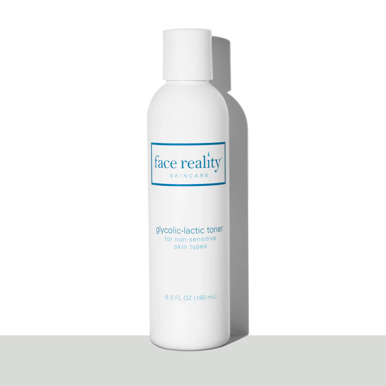 glycolic-lactic toner is from the face reality brand in modern white packaging and screw cap with 180ml for non-sensitive and oily skin types only